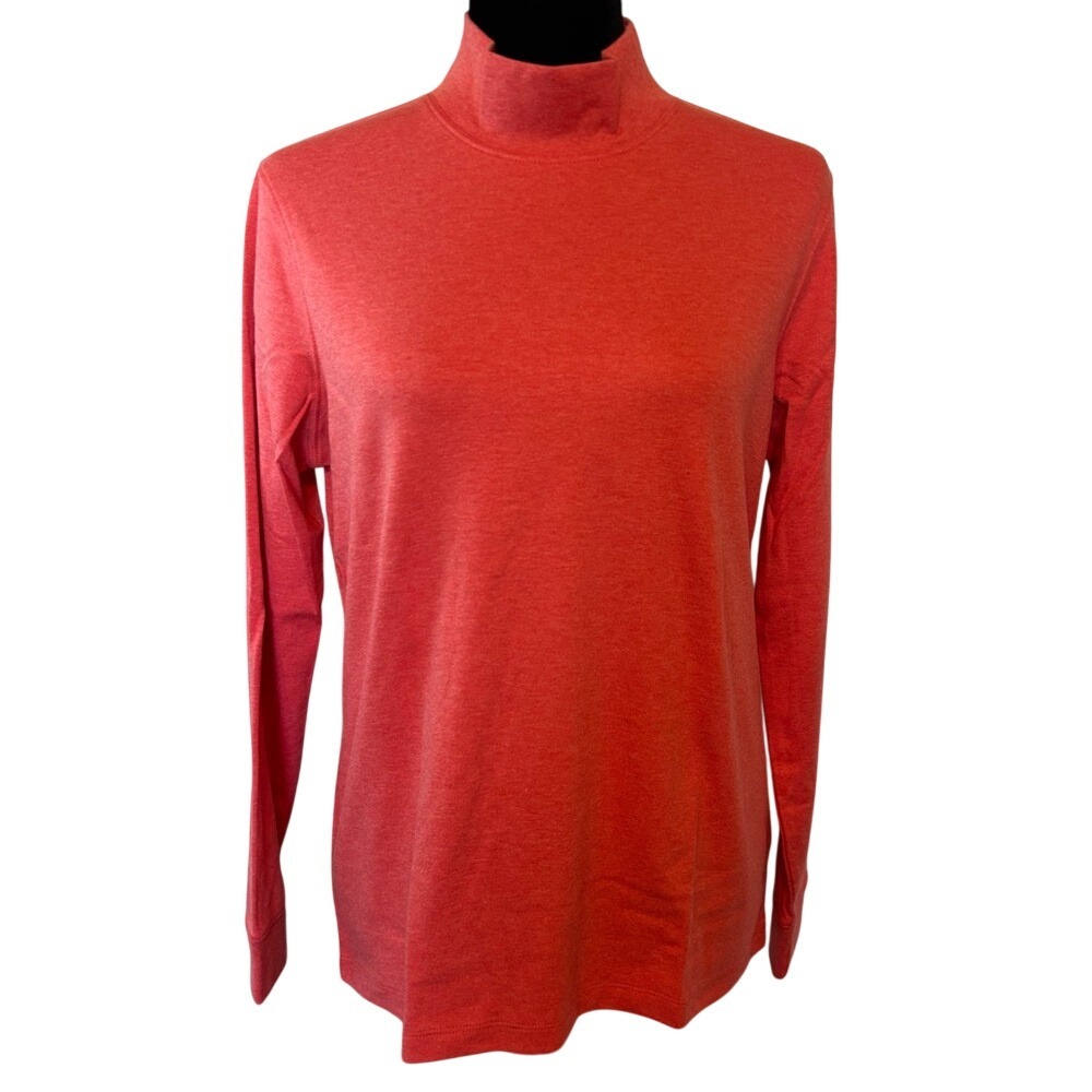 NWT L.L. Bean‎ Heathered Red Mock Turtleneck Long Sleeve Shirt Size Medium